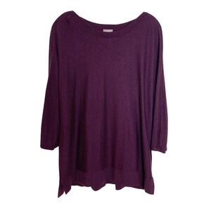 Chicos Cashmere Blend Knit Sweater Tunic Maroon Boat Neck XL 3 Dolman Holiday